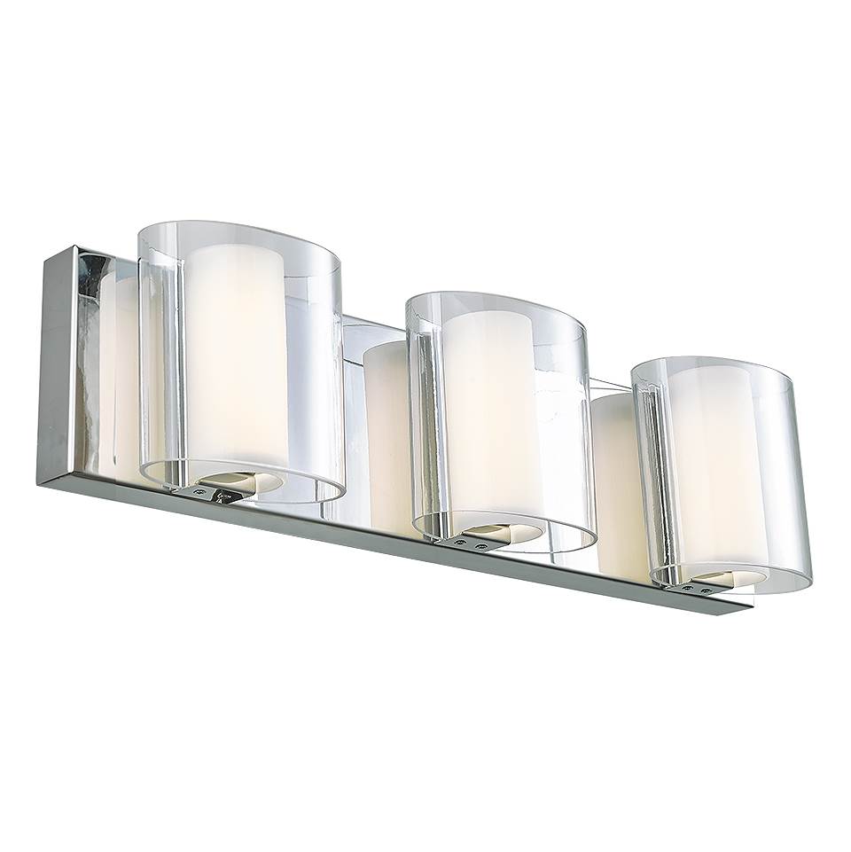 Abra Lighting Curved Clear and Opal Glass Vanity