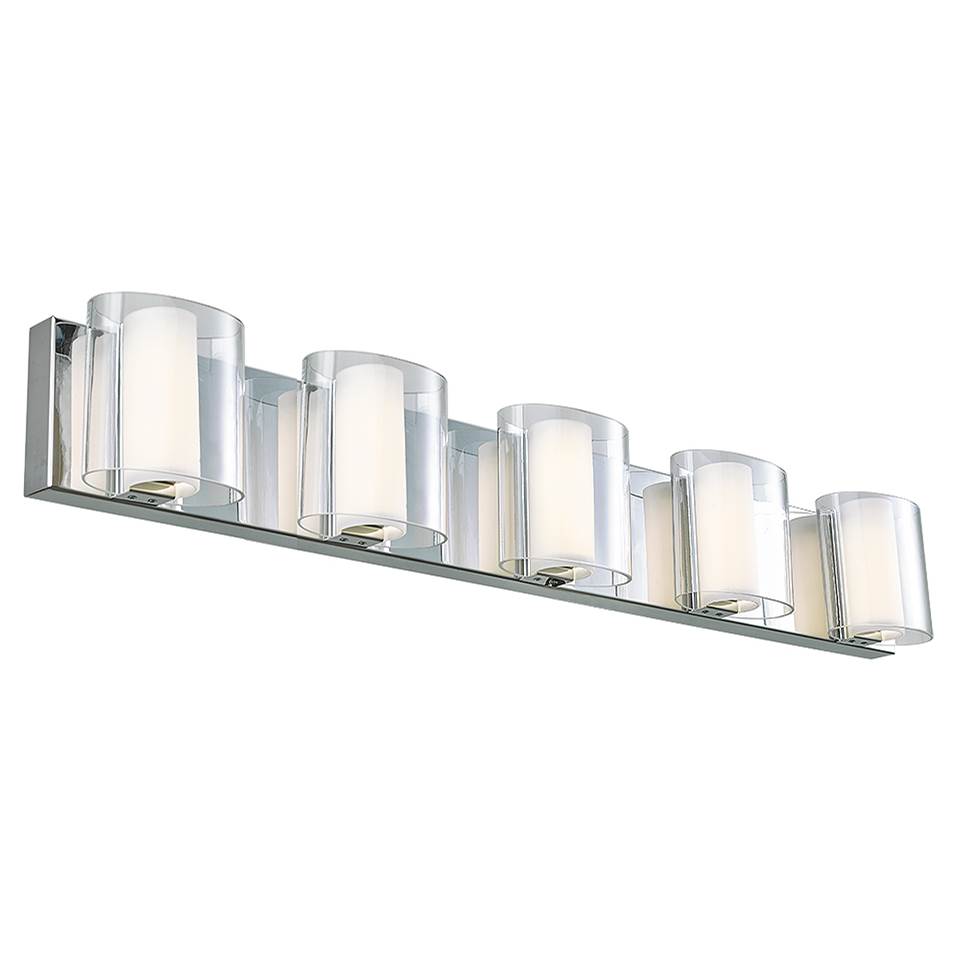 Abra Lighting Curved Clear and Opal Glass Vanity