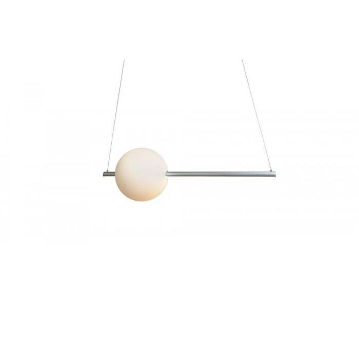 Abra Lighting Linear Bar Pendant with Up-Down Illumination with Opal Glass Orb