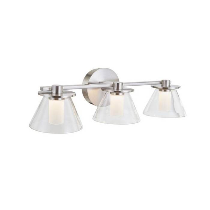 Abra Lighting 3 Light Clear Glass Cones with Opal Glass Diffuser