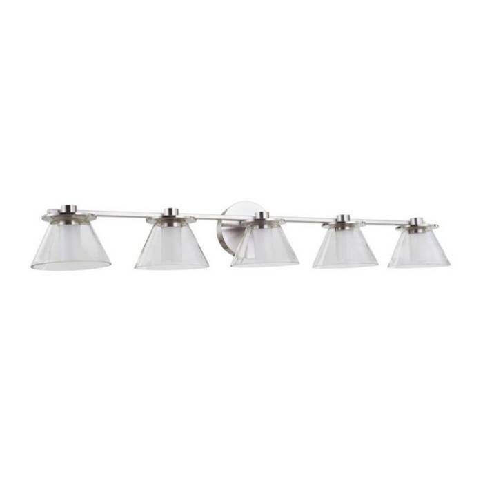 Abra Lighting 5 Light Clear Glass Cones with Opal Glass Diffuser