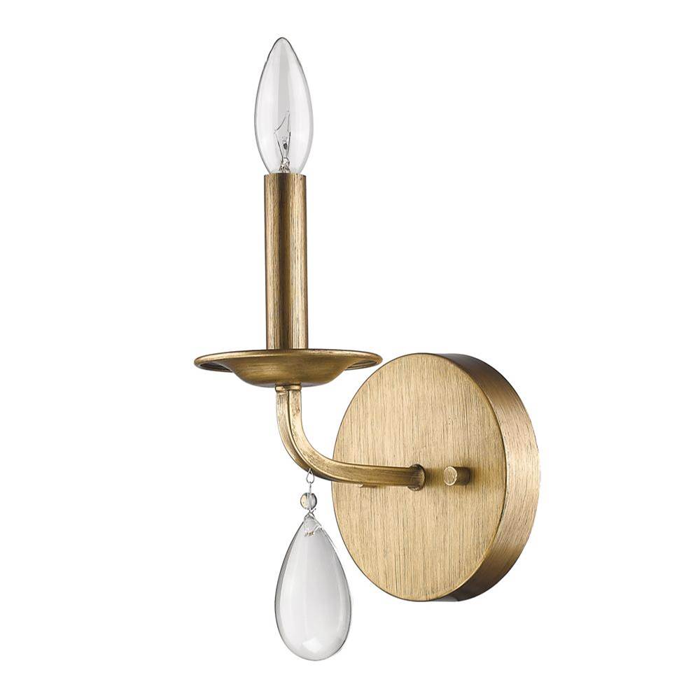 Acclaim Lighting Krista 1-Light Antique Gold Sconce With Crystal Accent