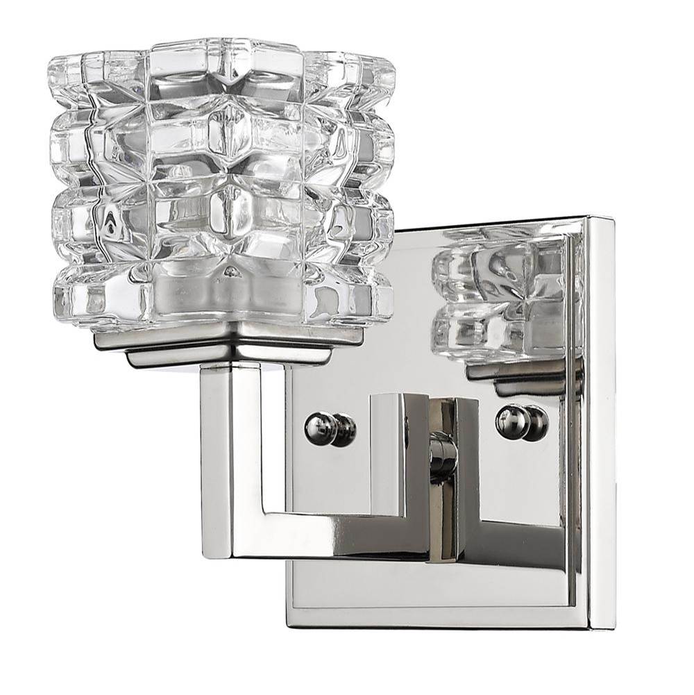 Acclaim Lighting Coralie 1-Light Polished Nickel Sconce With Pressed Crystal Shade