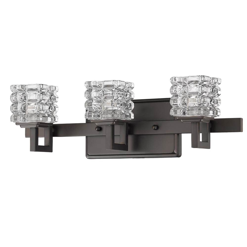 Acclaim Lighting Coralie 3-Light Oil-Rubbed Bronze Sconce With Pressed Crystal Shades