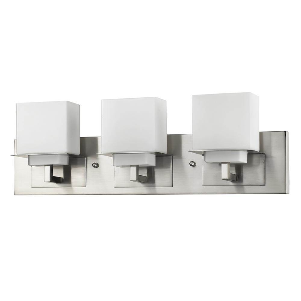 Acclaim Lighting Rampart 3-Light Satin Nickel Vanity Light With Etched Glass Shades