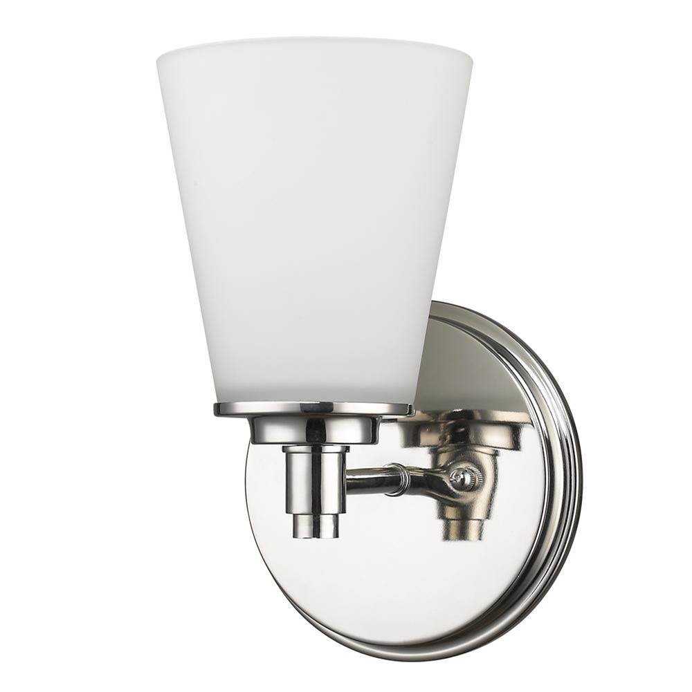 Acclaim Lighting Conti 1-Light Polished Nickel Sconce With Etched Glass Shade