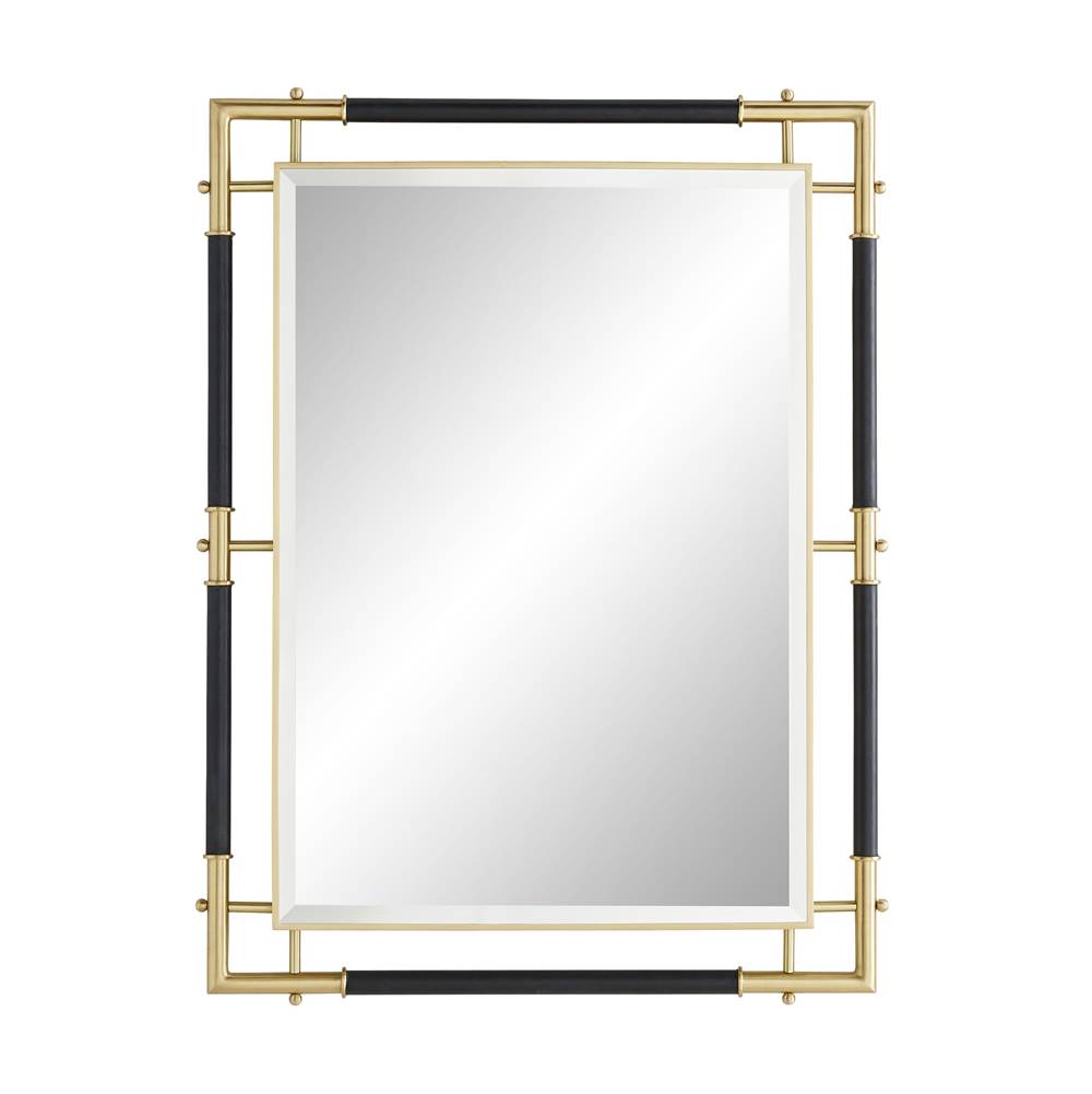 Arteriors Home Navy Leather/Brushed Brass/Beveled Mirror