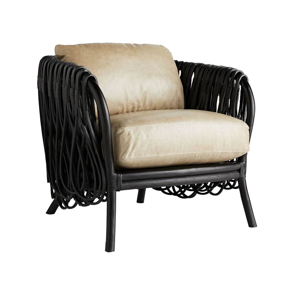 Arteriors Home Black Rattan/Oyster Leather