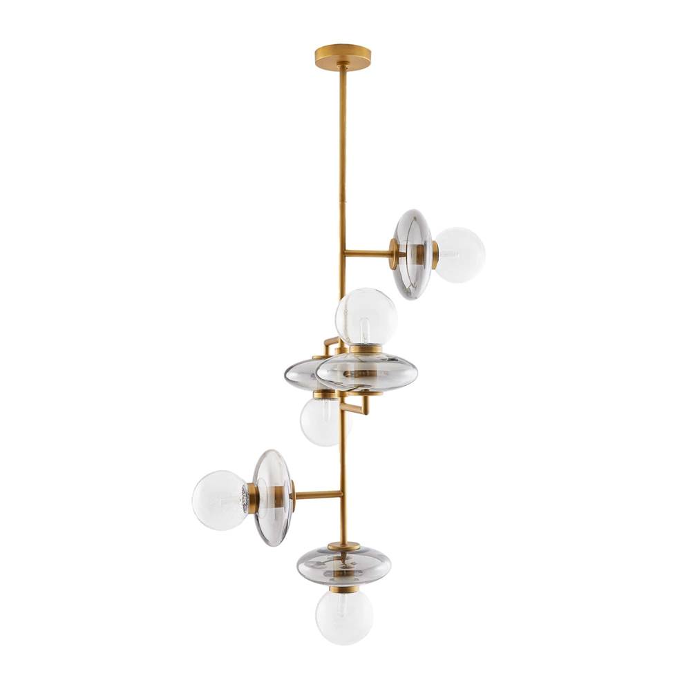 Arteriors Home 5 Light/Smoke Luster Glass/Clear Seedy Glass/Brushed Brass