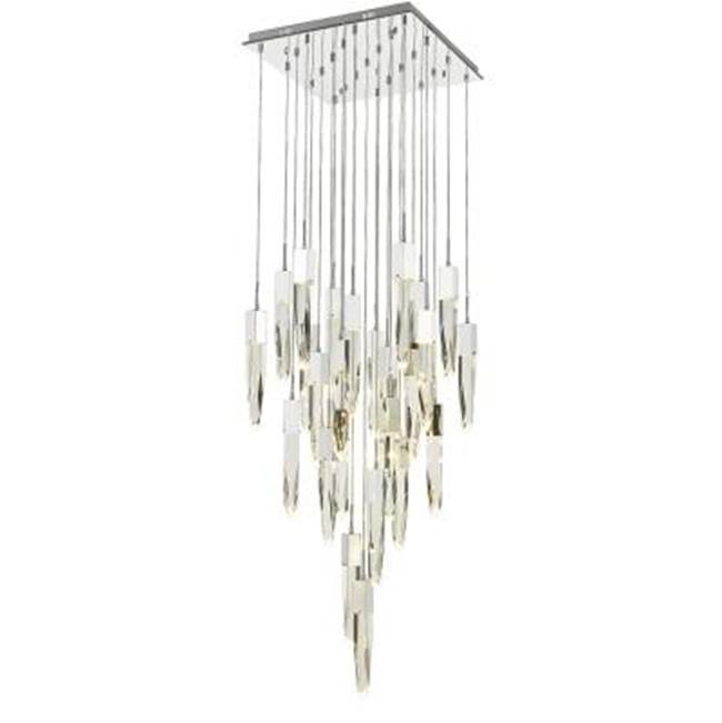 Avenue Lighting The Original Aspen Collection Chrome 25 Light Pendant Fixture With Clear Crystal