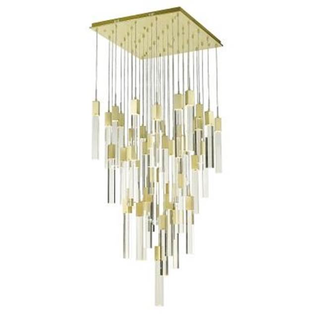 Avenue Lighting The Original Glacier Avenue Collection Brushed Brass 41 Light Pendant Fixture With Clear Crystal