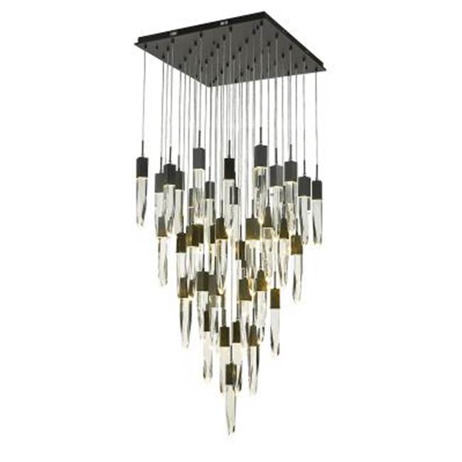 Avenue Lighting The Original Aspen Collection Brushed Brass 41 Light Pendant Fixture With Clear Crystal