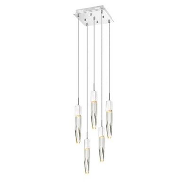 Avenue Lighting The Original Aspen Collection Chrome 5 Light Penant Fixture With Clear Crystal