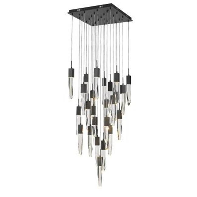 Avenue Lighting The Original Aspen Collection Brushed Brass 25 Light Pendant Fixture With Clear Crystal