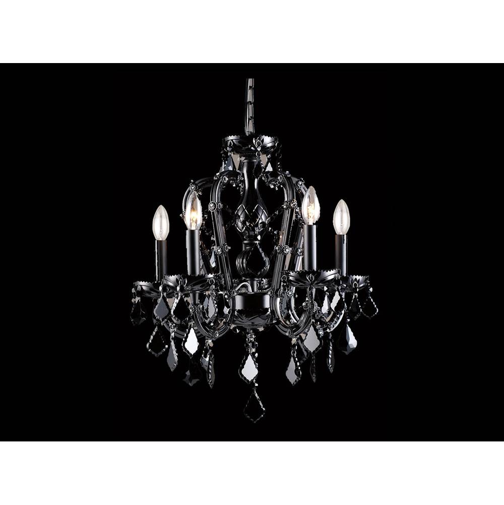 Avenue Lighting Onyx Ln. Collection Black 5 Light Mini Crystal Chandelier
