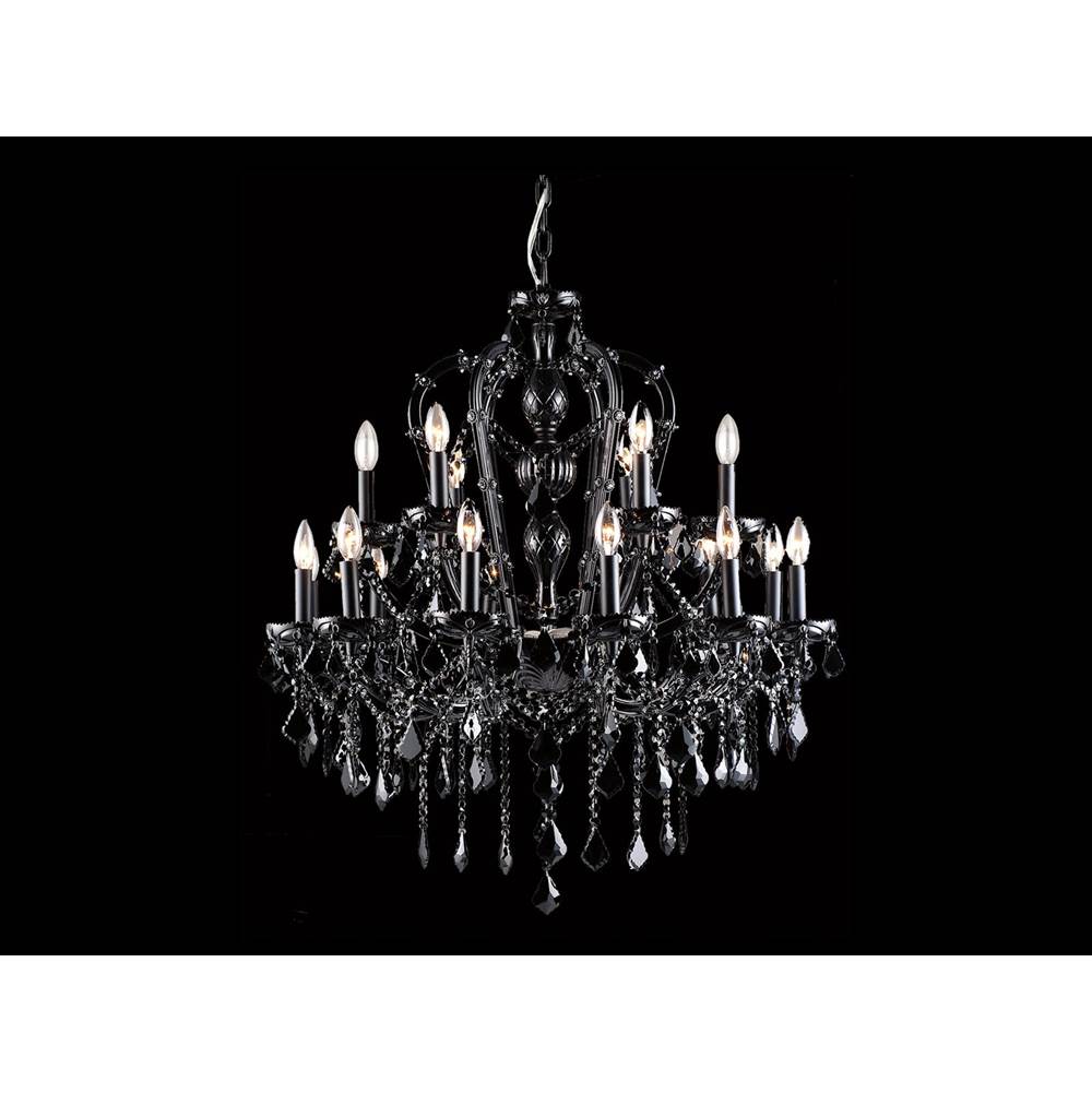 Avenue Lighting Onyx Ln. Collection Black 18 Light Crystal Chandelier