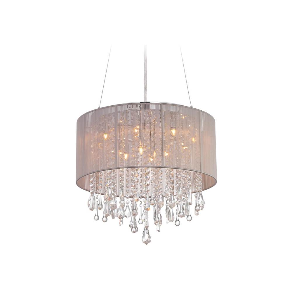 Avenue Lighting Beverly Dr. Collection Round Taupe Silk String Shade And Crystal Dual Mount
