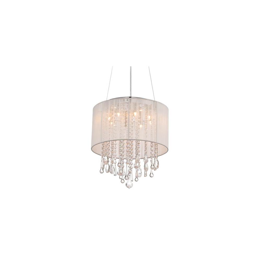 Avenue Lighting Beverly Dr. Collection Round White Silk String Shade And Crystal Dual Mount