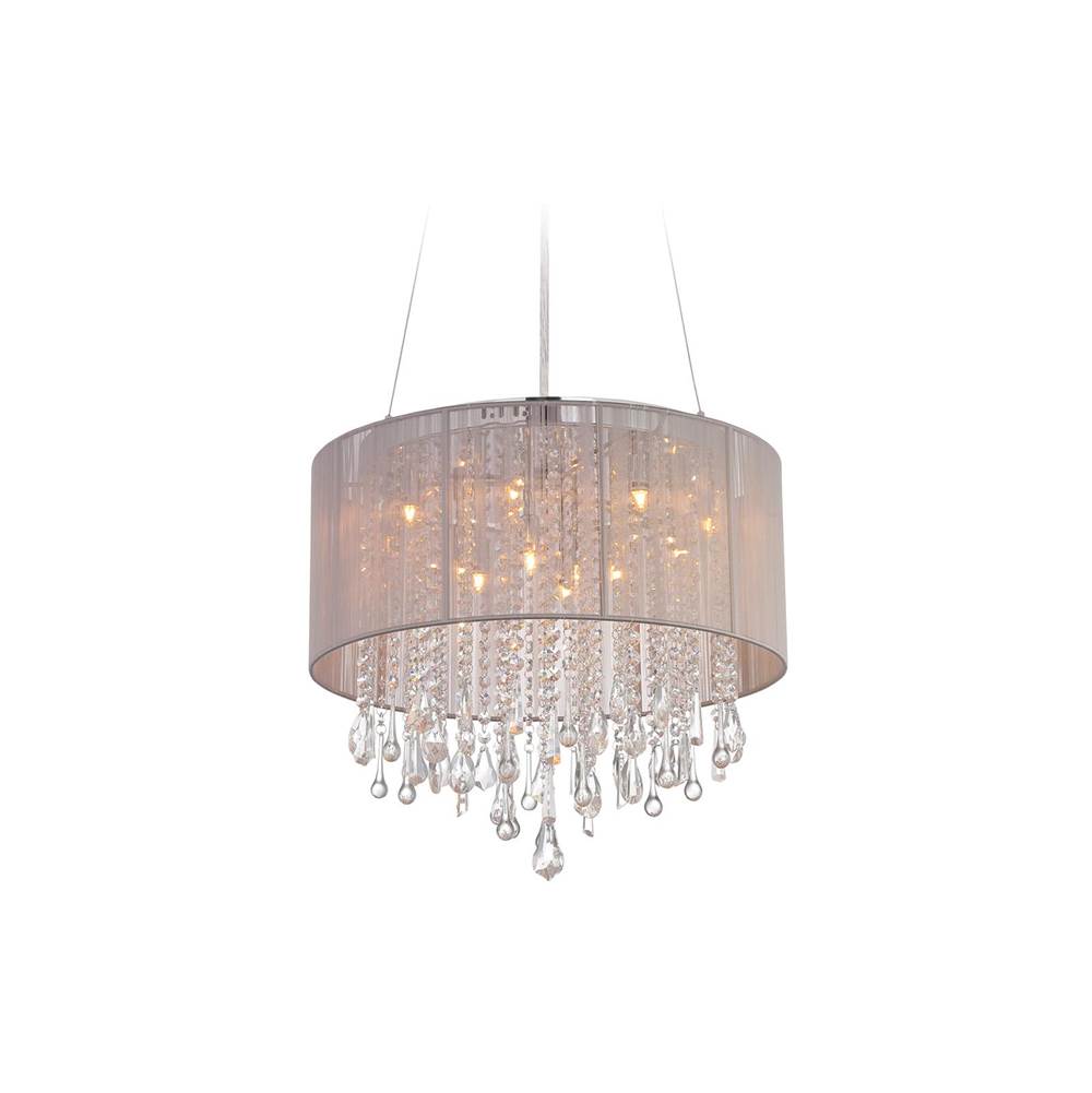 Avenue Lighting Beverly Dr. Collection Round Taupe Silk String Shade And Crystal Dual Mount