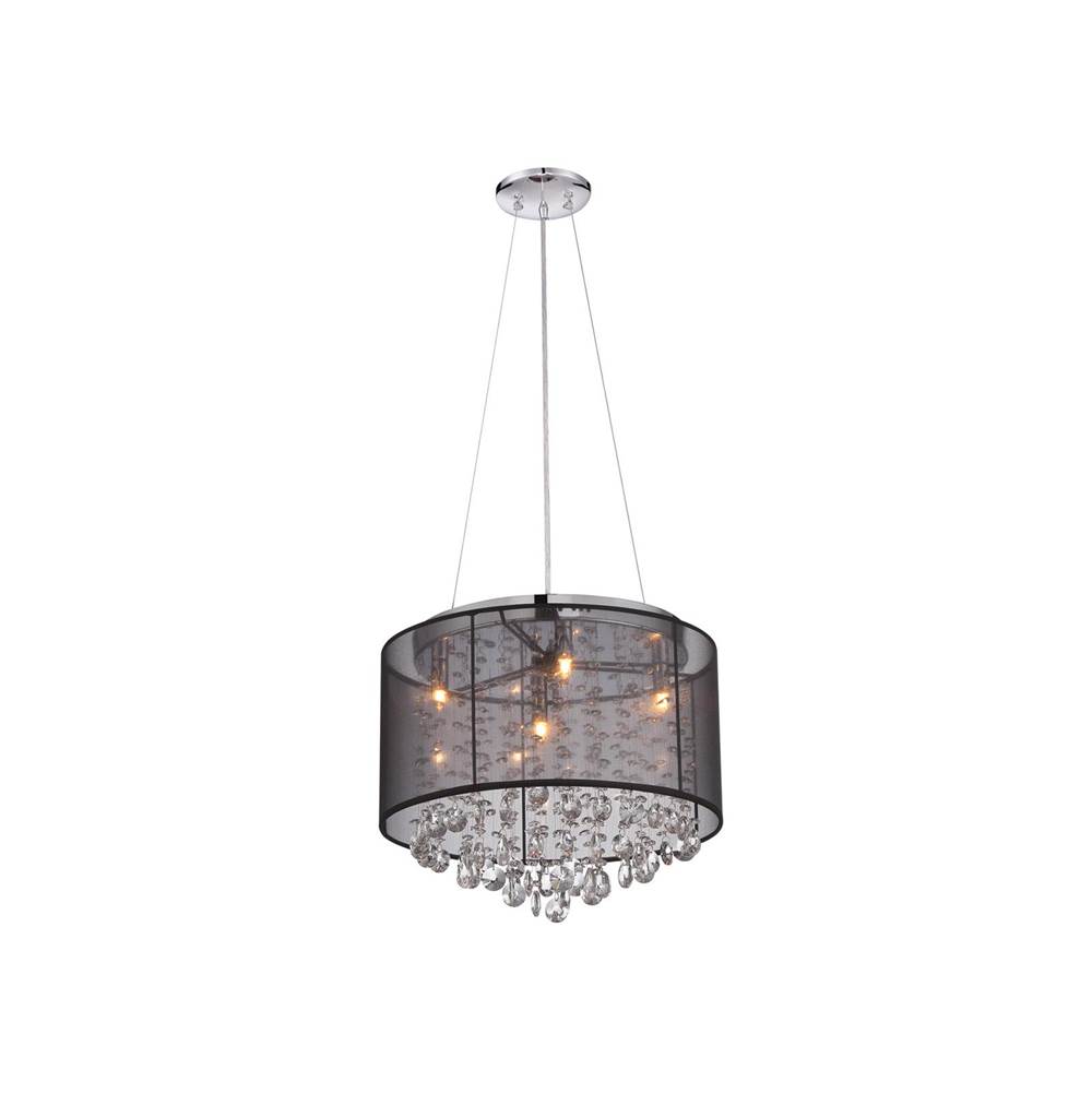 Avenue Lighting Riverside Dr. Collection Round Black Organza Silk Shade And Crystal Dual Mount