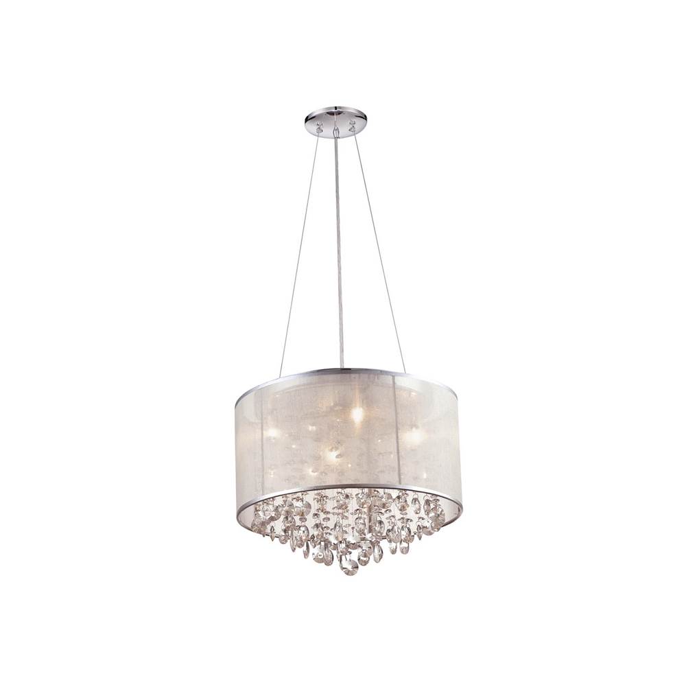 Avenue Lighting Riverside Dr. Collection Round Silver Organza Silk Shade And Crystal Dual Mount