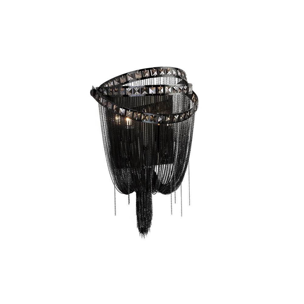 Avenue Lighting Wilshire Blvd. Collection Black Chrome Chain And Smoke Crystal Wall Sconce