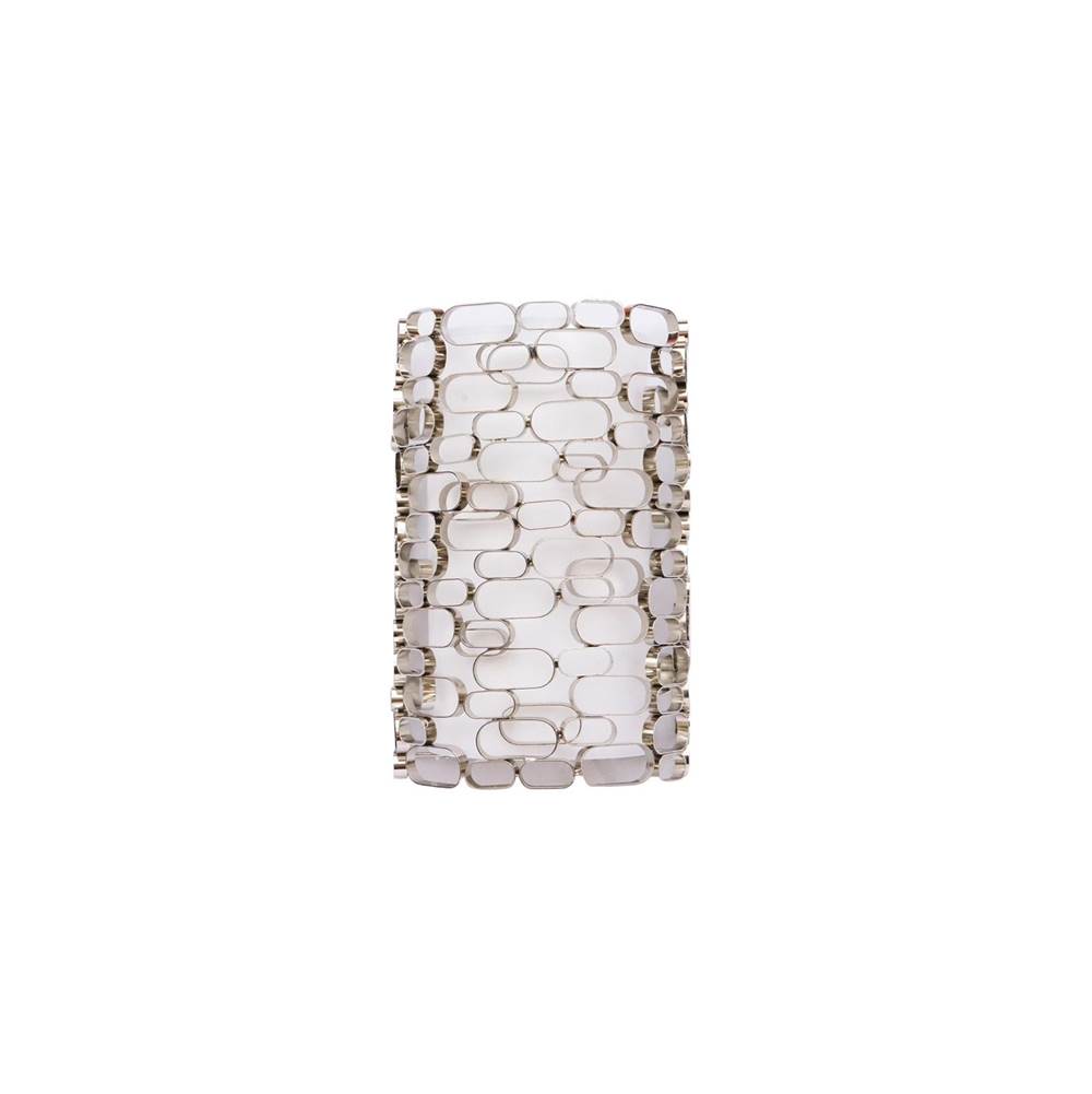 Avenue Lighting Ventura Blvd. Collection Collection Polish Nickel Oval Pattern / White Slik Shade Wall Sconce