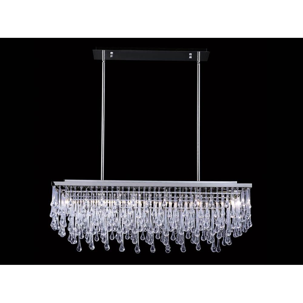 Avenue Lighting Hollywood Blvd. Collection Polished Nickel And Tear Drop Crystal Rectangle Hanging Fixture