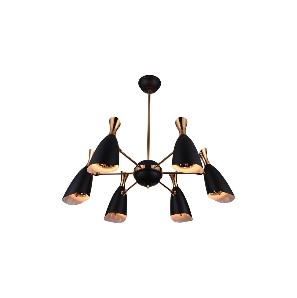 CWI Lighting Rolin 12 Light Down Chandelier With Matte Black and Satin Gold Finish