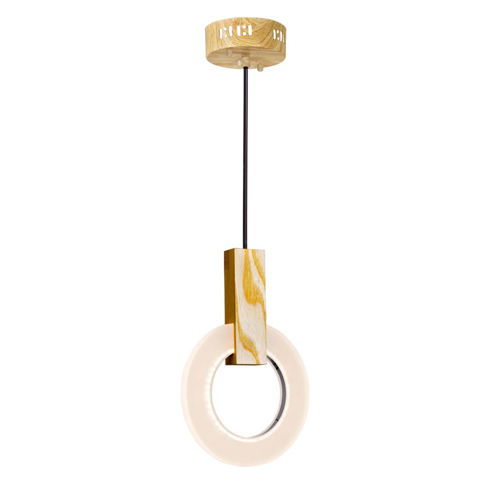 CWI Lighting Anello LED Mini Pendant With White Oak Finish