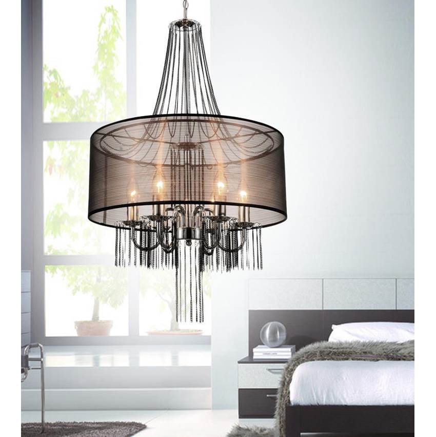 CWI Lighting Amelia 6 Light Drum Shade Chandelier With Chrome Finish
