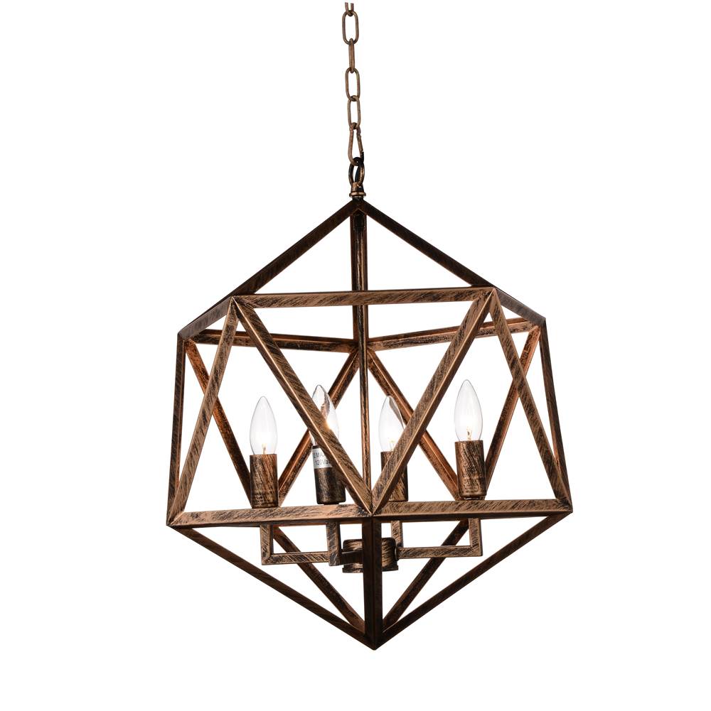 CWI Lighting Amazon 4 Light Up Pendant With Antique forged copper Finish
