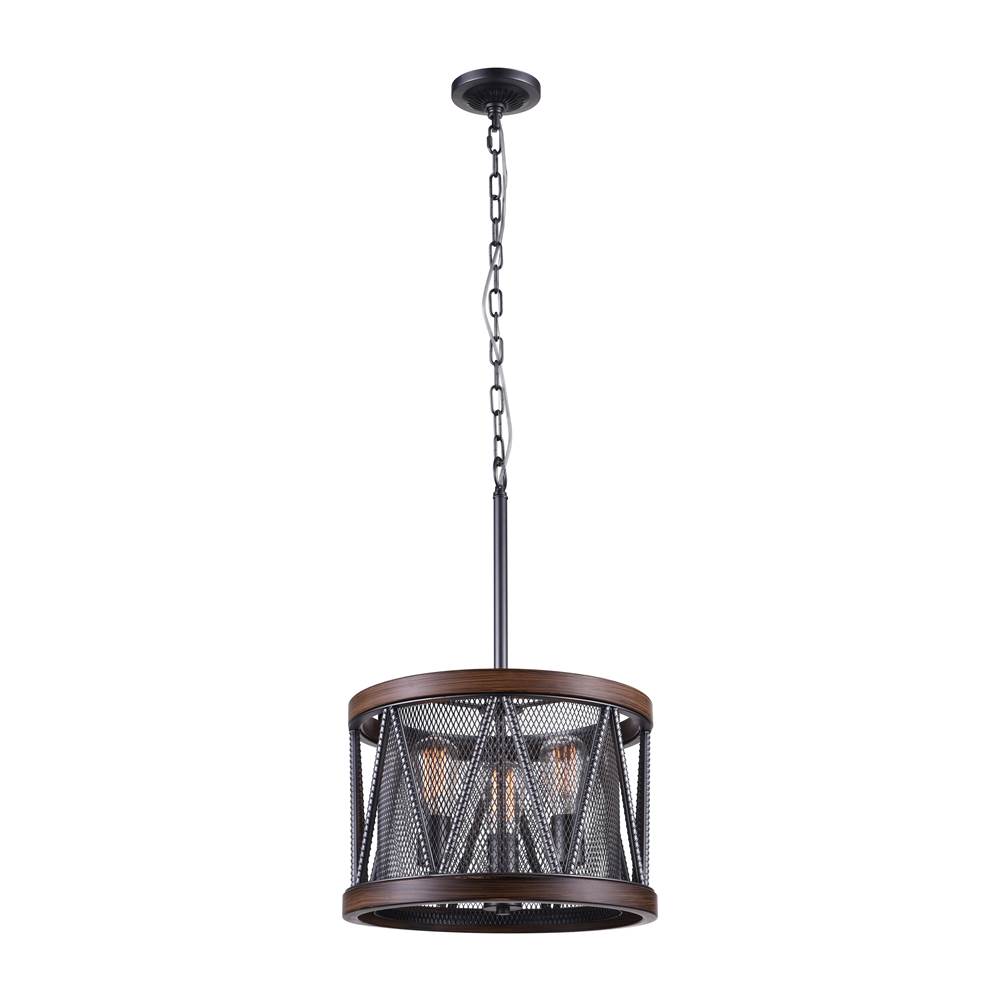 CWI Lighting Parsh 3 Light Drum Shade Chandelier With Pewter Finish