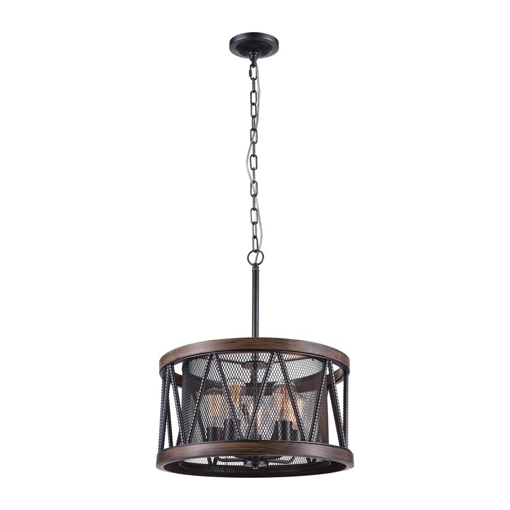 CWI Lighting Parsh 5 Light Drum Shade Chandelier With Pewter Finish