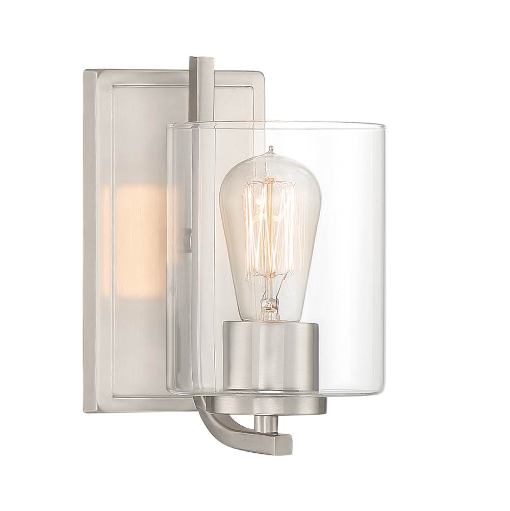 Designers Fountain Liam Collection - 1 Light - Wall Sconce - 5''W - 8.75''H - Satin Platinum Finish