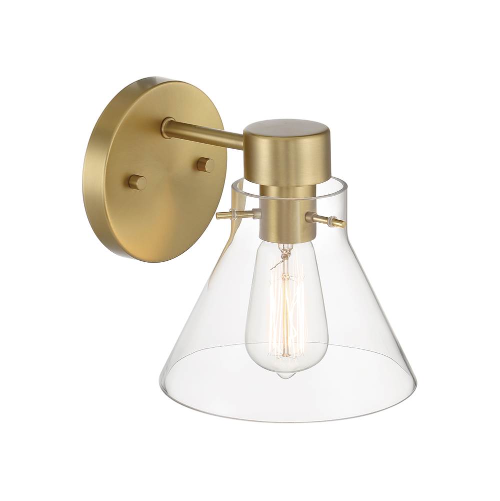 Designers Fountain Willow Creek 7.5 in. 1-Light Brushed Gold Contemporary Wall Sconce Light
