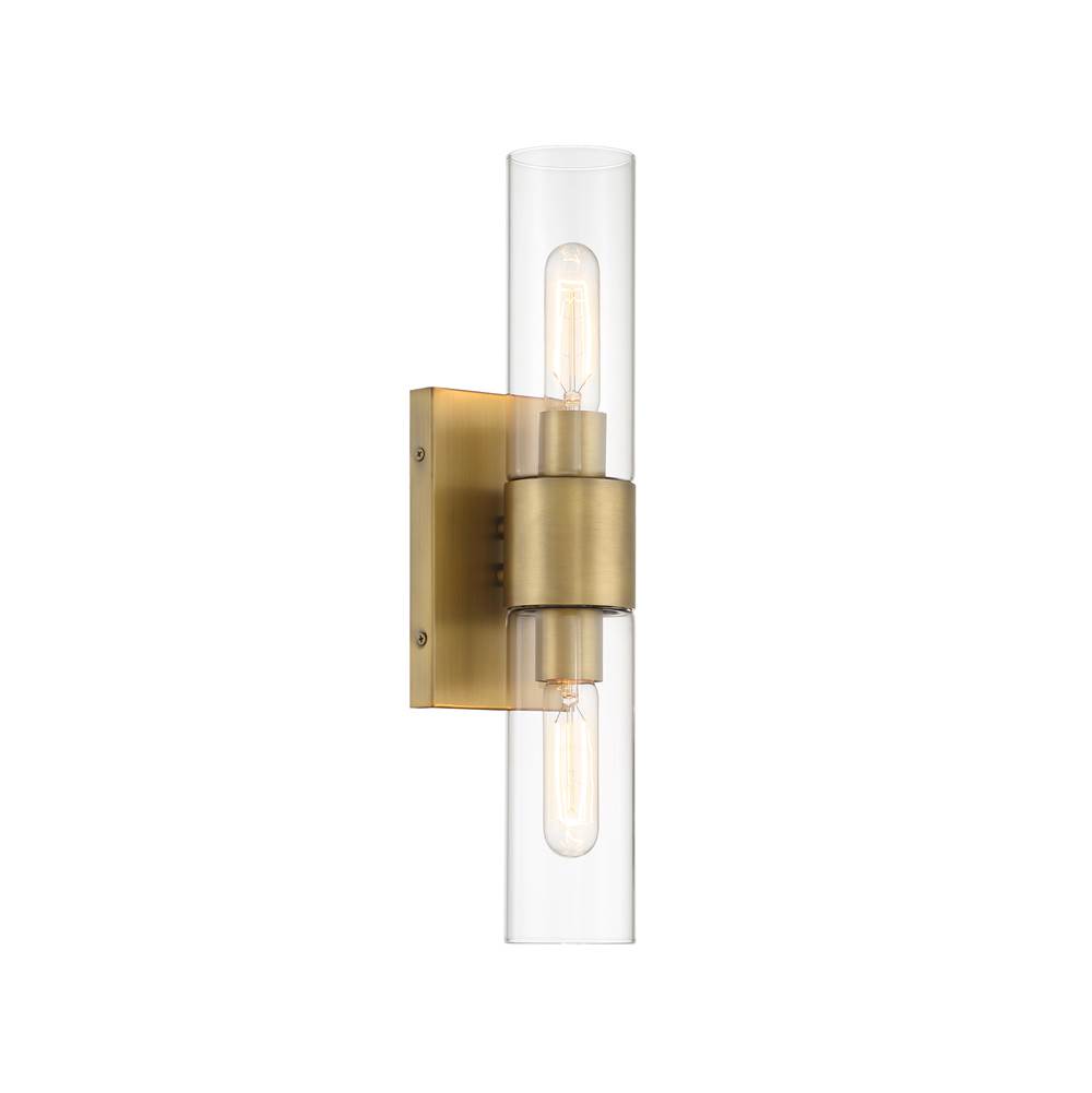 Designers Fountain Anton 17.5 in. 2-Light Old Satin Brass Transitional Wall Sconce Light