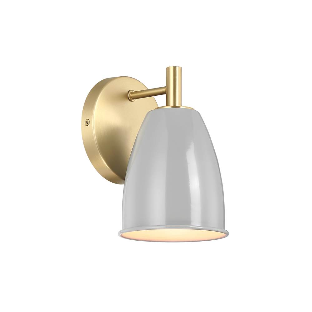 Designers Fountain Biba 8 in. 1-Light Brushed Gold Modern Wall Sconce Light