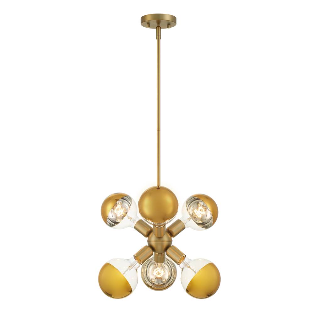Designers Fountain Gambit 7 in. 6-Light Brushed Gold Modern Pendant Light