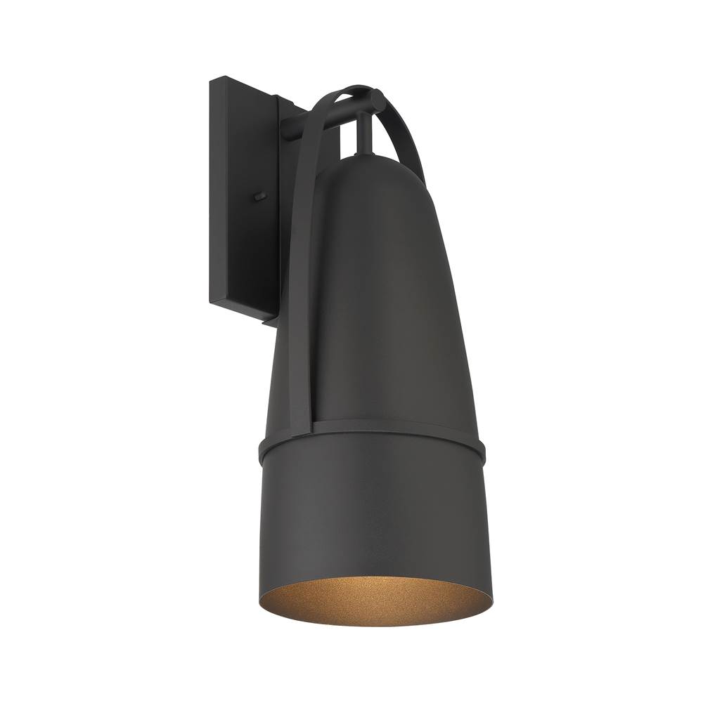 Designers Fountain Rue 18 in. 1-Light Black Modern Outdoor Wall Lantern with Dark Sky Metal Shade