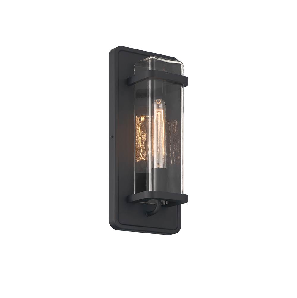 Designers Fountain Pearl Street 7 in. 1-Light Black Modern Outdoor Wall Lantern with Clear Glass Shade