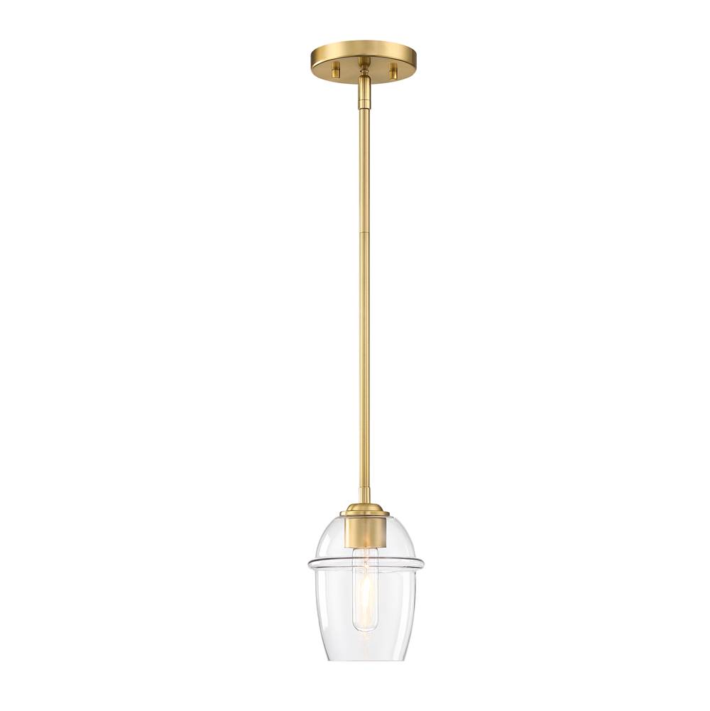 Designers Fountain Summer Jazz 60 Watt 1-Light Brushed Gold Transitional Pendant Light with Clear Glass Shade