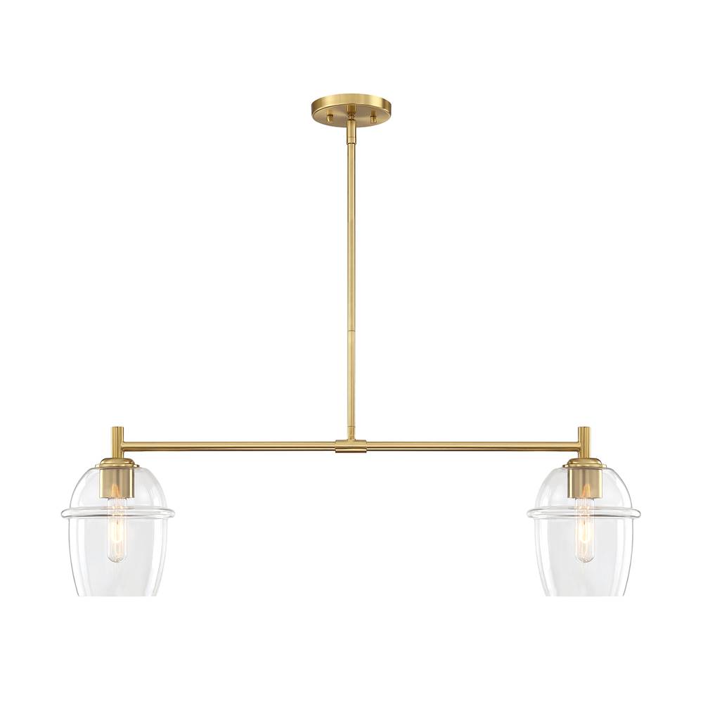 Designers Fountain Summer Jazz 60 Watt 2-Light Brushed Gold Transitional Island Light with Clear Glass Shades