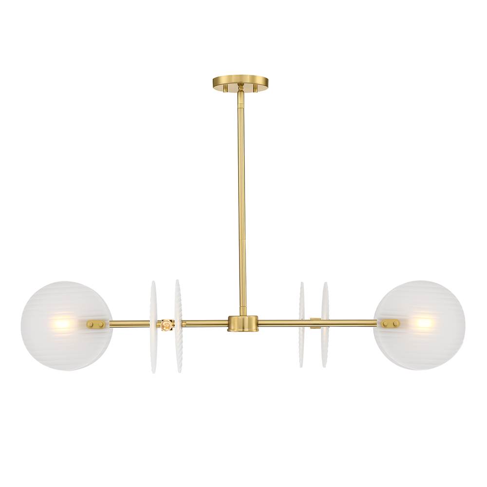 Designers Fountain Sky Fall 60 Watt 4-Light Brushed Gold Contemporary Island Light with Etched Fluted Glass Shades