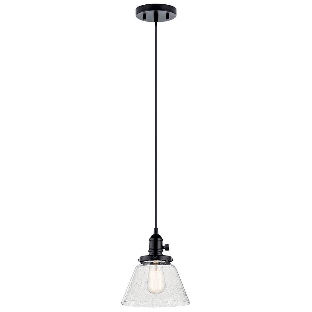 Kichler Lighting Avery 9 Inch 1 Light Cone Mini Pendant with Clear Seeded Glass in Black