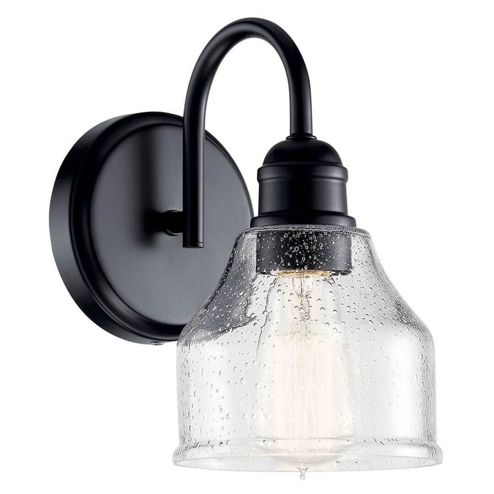 Kichler Lighting Avery 9.5 Inch 1 Light Wall Sconce with Clear Seeded Glass in Black