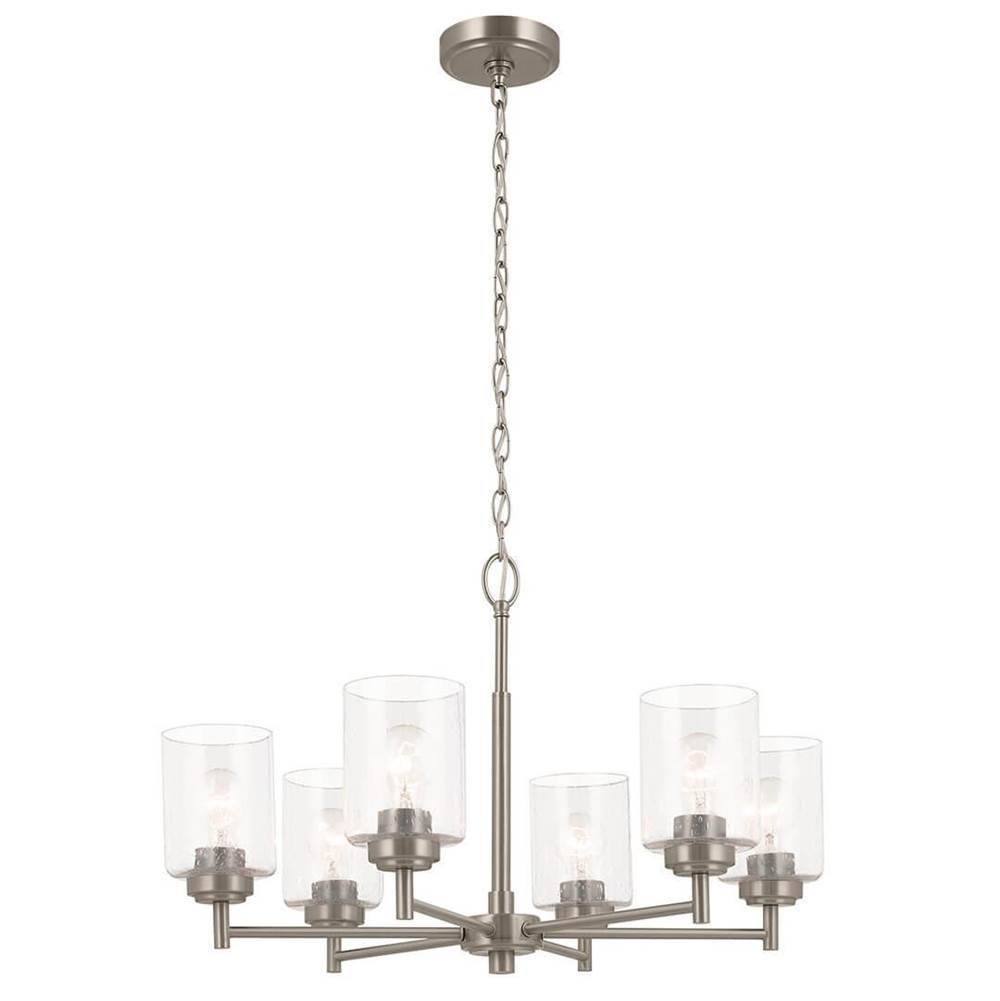 Kichler Lighting Winslow 26-Inch 6 Light Chandelier with Clear Seeded Glass in Brushed Nickel