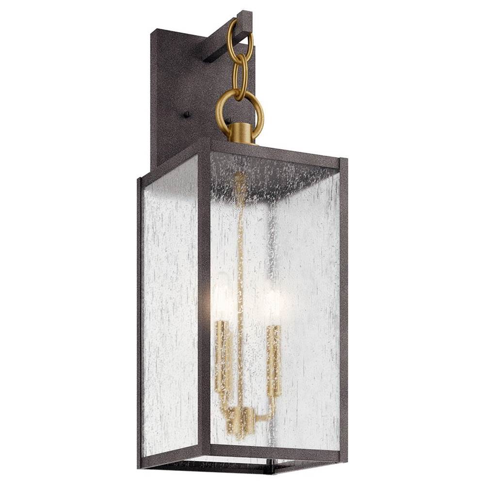 Kichler Lighting Lahden 26'' 3 Light Outdoor Wall Light with Clear Seeded Glass in Weathered Zinc