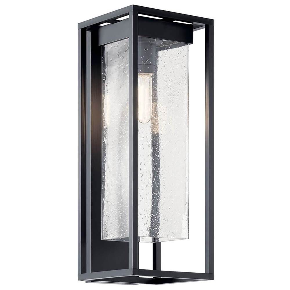Kichler Lighting The Mercer 24'' 1 Light Outdoor Wall Light with Clear Seeded Glass in Black with Silver Highlights