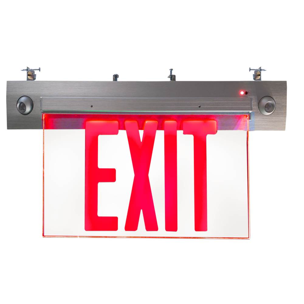 RP Lighting + Fans Exit/EM Combo-Recessed, Red Single Face
